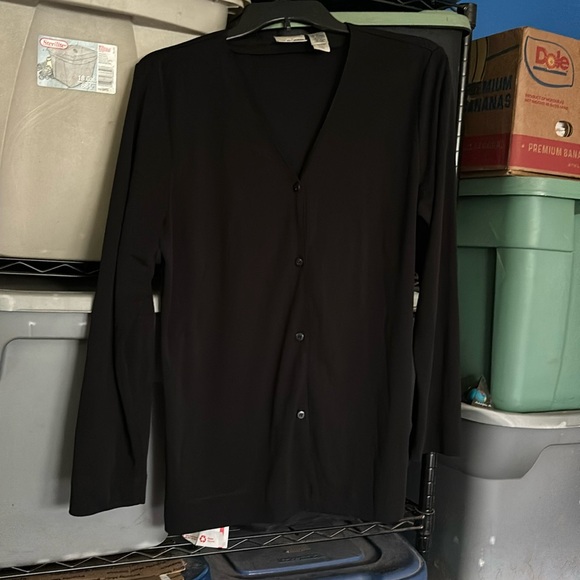 Villager A Liz Claiborne Company Black Light Jacket Cover Up Button Cardigan M - Picture 3 of 16